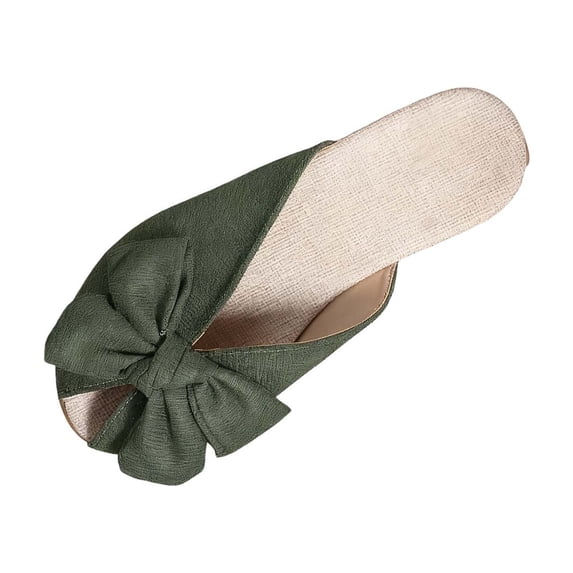 Wensltd Women's Sandals Round Toe Closed Toe Bow Knot Flat Comfortable Breathable Lightweight Outdoor Casual Walking Wear Vacation Sandals Green