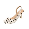 thumbnail image 1 of Wensltd Women's Sandals Square Toe Polka Dot Mid Heel Sandals With Slingback Strap Dressy Sandals, 1 of 9