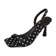 thumbnail image 1 of Wensltd Women's Sandals Square Toe Polka Dot Mid Heel Sandals With Slingback Strap Dressy Sandals, 1 of 9