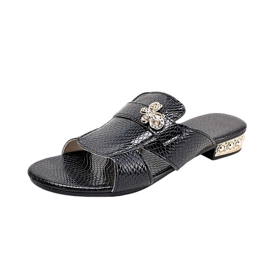 Wensltd Women's Sandals Summer Fashion Low Heel Sandals Cutout Strap Design Peep Toe Beach Outdoor Comfort Walking Black