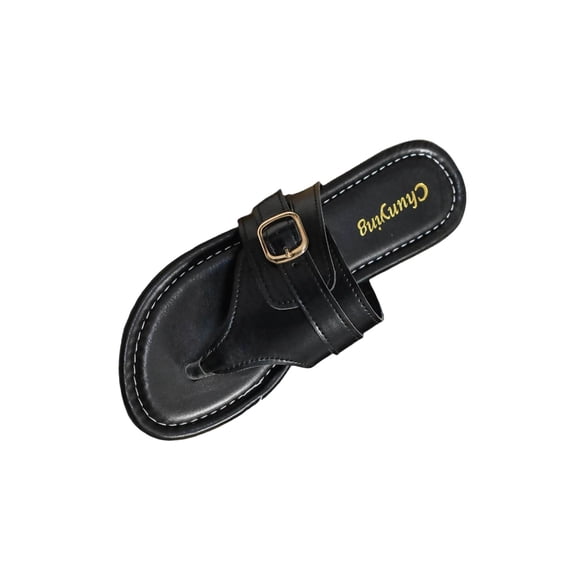Wensltd Women's Sandals Trendy Open Toe Sandals Plus Size Flat Soft Sole Lightweight for Spring Summer Dressy Sandals Black