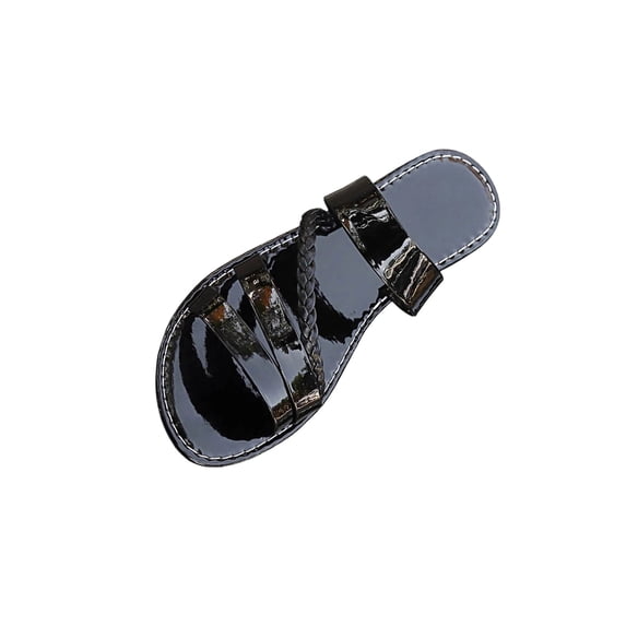 Wensltd Women's Sandals Trendy Open Toe Sandals Plus Size Flat Soft Sole Lightweight for Spring Summer Dressy Sandals Black