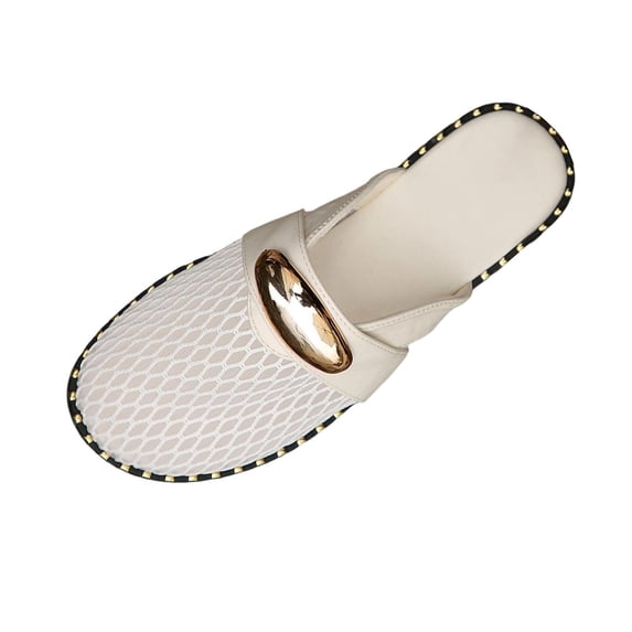 Wensltd Women's Sandals Trendy Round Toe Mesh Closed Toe Sandals Plus Size Flat Breathable Comfortable Spring Summer Beach Outdoor Sandals Beige