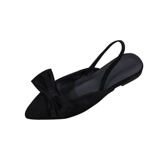 Wensltd Women's Shoes Comfortable Breathable Flats Solid Color Bow Decor Pointed Toe Closed Toe Flat Shoes Black