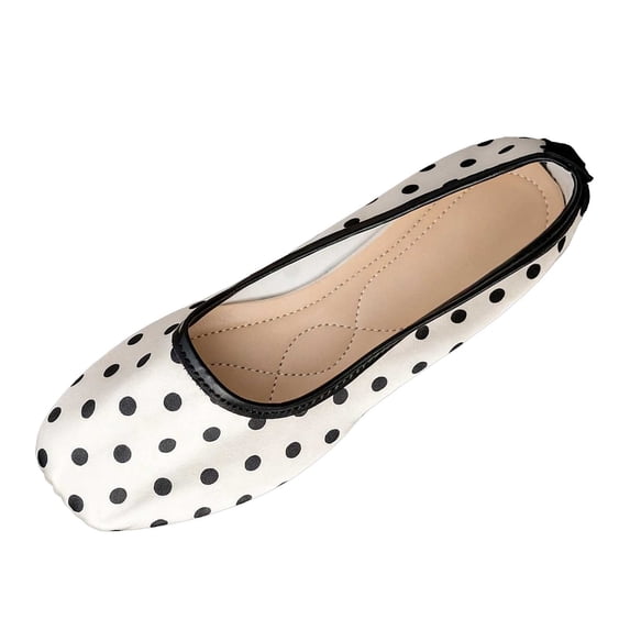 Wensltd Women's Shoes Comfy Square Toe Slip On Flat Shoes Spring Summer Daily Walking Soft Ballet Flats White