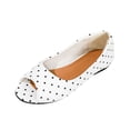 thumbnail image 1 of Wensltd Women's Shoes Dot Print Peep Toe Flat Shoes Slip On Ballet Flats for Daily Walking White, 1 of 9