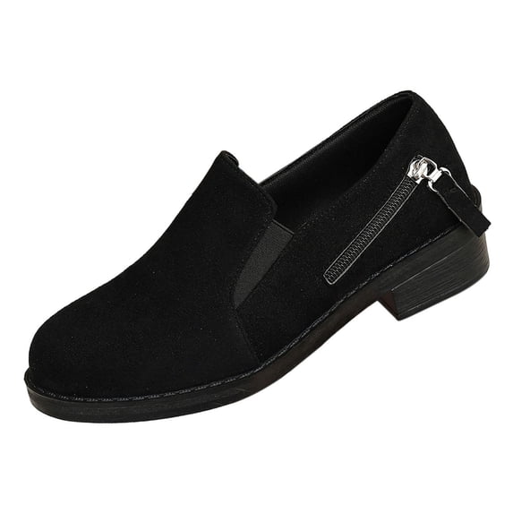Wensltd Women's Shoes Low Block Heel Shoes Wide Width Daily Soft Walking Shoes Black