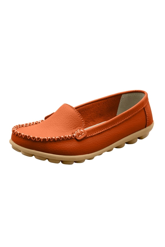 Women's Shoes Moccasin Flats Faux Leather Spring Autumn Daily Soft Walking Shoes Orange
