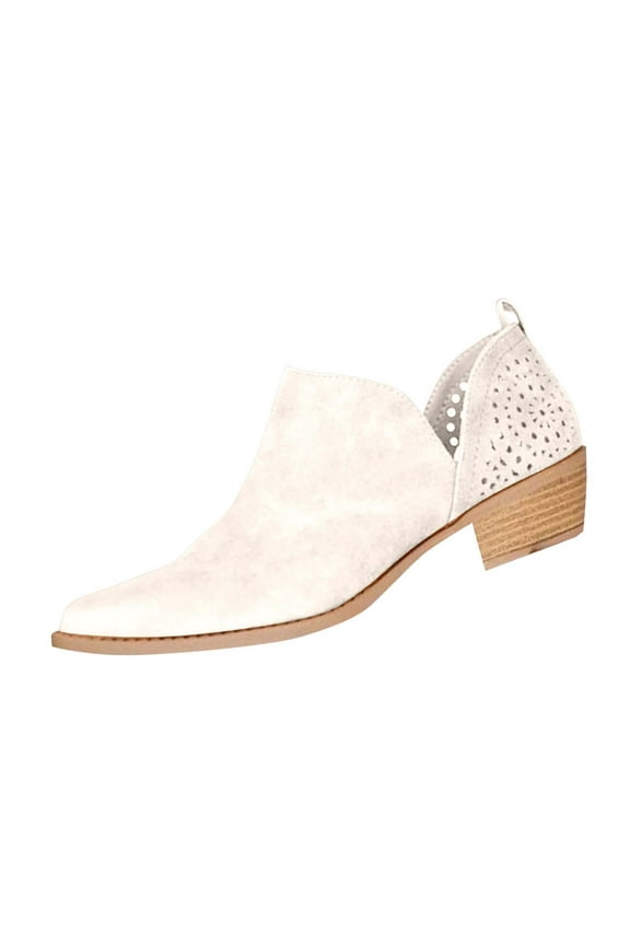 Women's Short Boots Wide Width Chunky Pointy Toe Suede Booties Fashion Fall Shoes for Women