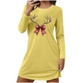 thumbnail image 1 of Wensltd Women's Short Sleepshirts Stylish Long Sleeve Round Neck Christmas Home Wear Nightgown S-XXL, 1 of 6