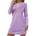 thumbnail image 1 of Wensltd Women's Short Sleepshirts Stylish Long Sleeve Round Neck Christmas Home Wear Nightgown S-XXL, 1 of 6