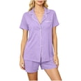 thumbnail image 1 of Wensltd Women's Short Sleeve Pajama Set with Notched Collar and Matching Shorts Comfortable Summer Nightwear, 1 of 5