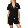 thumbnail image 1 of Wensltd Women's Short Sleeve Pajama Set with Notched Collar and Matching Shorts Comfortable Summer Nightwear, 1 of 5