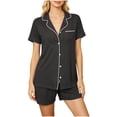 thumbnail image 1 of Wensltd Women's Short Sleeve Pajama Set with Notched Collar and Matching Shorts Comfortable Summer Nightwear, 1 of 5