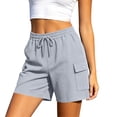 thumbnail image 1 of Wensltd Women's Shorts Elastic Waist Cargo Shorts with Drawstring and Side Pockets Soft Everyday Wear, 1 of 7
