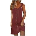 thumbnail image 1 of Wensltd Women's Sleepshirt Knee Length Spring Summer Retro Print V Neck Spaghetti Strap Cami Dress Soft Comfortable Loose Fit Wine, 1 of 7