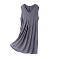 thumbnail image 1 of Wensltd Women's Sleepshirt Knee Length V Neck Solid Color Loose Comfortable Sleeveless Midi Length Soft Nightwear for Casual Home Gray, 1 of 5