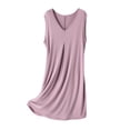 thumbnail image 1 of Wensltd Women's Sleepshirt Knee Length V Neck Solid Color Loose Comfortable Sleeveless Midi Length Soft Nightwear for Casual Home Purple, 1 of 5