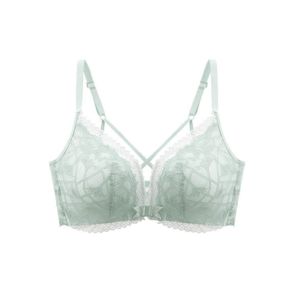 Wensltd Women's Solid Color Front Closure Push Up Backless Lace Bra Daily Wear Cozy Style All Season