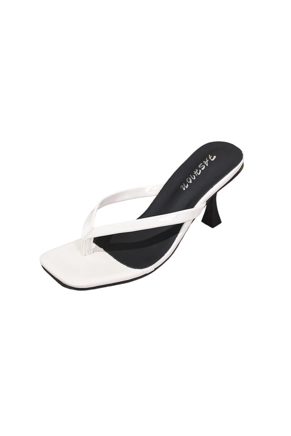 Women's Square Toe Heels Slingback Shallow Mouth Slip On Work Party Dress White Pumps