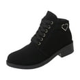 thumbnail image 1 of Wensltd Women's Suede Boots British Style Comfortable Round Toe Low Heel Everyday Boots Black, 1 of 9