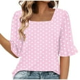 thumbnail image 1 of Wensltd Women's Summer Loose Blouses Printed Ruffled Sleeve Square Neck Top, 1 of 6