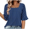 thumbnail image 1 of Wensltd Women's Summer Loose Blouses Printed Ruffled Sleeve Square Neck Top, 1 of 6