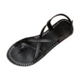 thumbnail image 1 of Wensltd Women's Summer Sandals Casual Round Toe Open Toe Thong Flat Slip On Comfort Lightweight Beach Sandals Outdoor Walking Black, 1 of 7