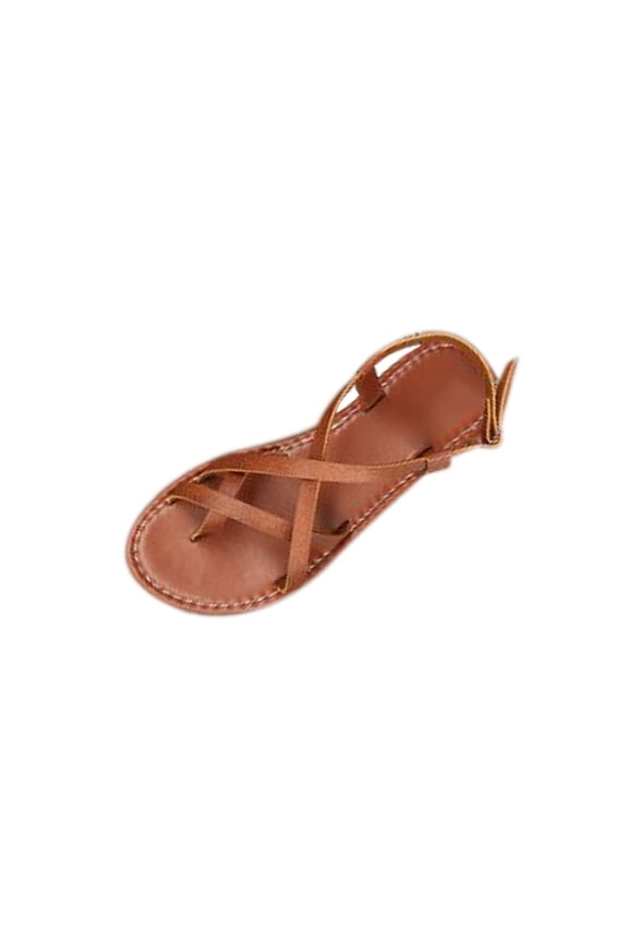 Women's Summer Sandals Casual Round Toe Open Toe Thong Flat Slip On Comfort Lightweight Beach Sandals Outdoor Walking Brown