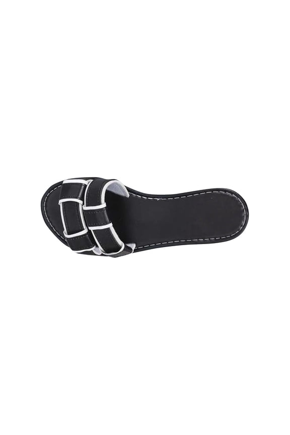 Women's Summer Trendy Sandals Simple Solid Color Casual Flat Sandals Soft Sole for Outdoor Daily Wear Black