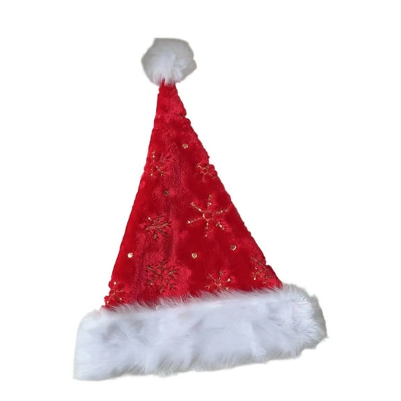Wensltd Women's Thick Plush Santa Hat Festive Holiday Party Decor Christmas Hat Classic Design Winter Accessory Red