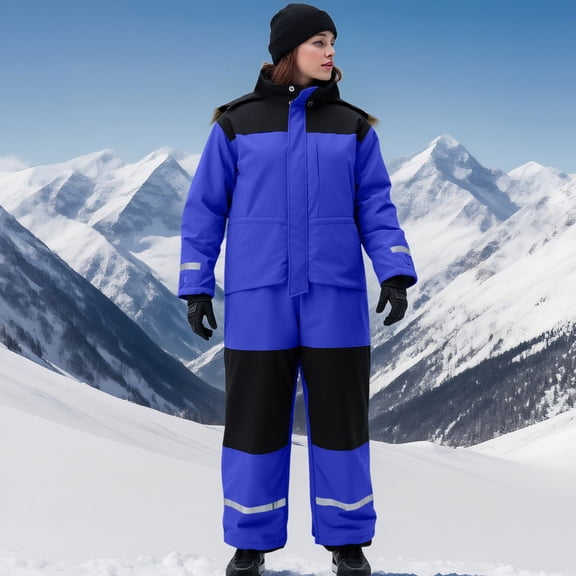 Wensltd Women's Thickened 2 Piece Ski Suit Windproof Winter Jumpsuits Outdoor Warm Snowsuits