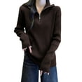 thumbnail image 1 of Wensltd Women's Turtleneck Sweater Fall Half-zipper Long Sleeve Casual Trendy Slim Fit Tops, 1 of 3