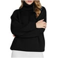 thumbnail image 1 of Wensltd Women's Turtleneck Sweaters Fall Solid Color Pullover Long Sleeve Chunky Sweater, 1 of 6