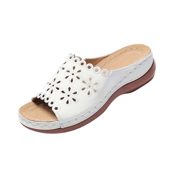 Wensltd Women's Walking Sandals Wide Width Round Toe Open Toe Sandals Lightweight Comfortable Outdoor Sandals White