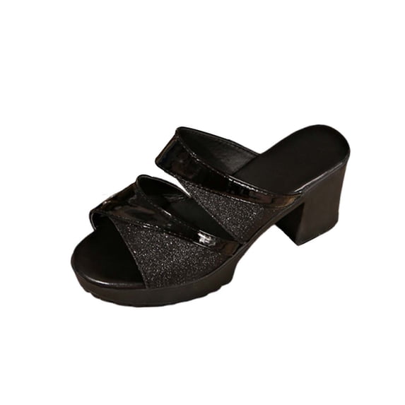 Wensltd Women's Wedge Sandals Comfort Plus Size Open Toe Cut Out Design Summer Beach Vacation Chunky Heel Sandals Walking Black