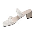thumbnail image 1 of Wensltd Women's Wedge Sandals Soft Leather Open Toe Ankle Strap Soft Soled Chunky Heel Sandals Spring Summer White, 1 of 6