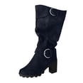 thumbnail image 1 of Wensltd Women's Wide Calf Boots Comfortable Side Zipper Riding Shoes Round Toe Casual Winter Boots for Women, 1 of 9