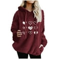 thumbnail image 1 of Wensltd Women's Winter Double Fleece Top Long Sleeve Hoodie Casual Loose Fit Warm Pullover Tops, 1 of 6