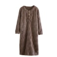 thumbnail image 1 of Wensltd Women's Winter Fleece Lined Nightdress Warm Long Sleeve Round Neck Mid-length Sleep Dress for Evenings, 1 of 5