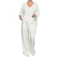 thumbnail image 1 of Wensltd Womens 2 Piece Outfits Long Sleeve Tops Wide Leg Long Pants with Pockets, 1 of 8