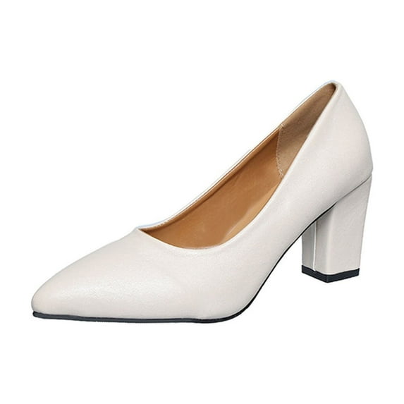 Wensltd Womens Black Heels Pointed Toe Shallow Mouth Block Heel Elegant Pumps for Party Work Office