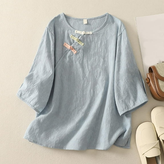 Wensltd Womens Embroidered Tops Casual Summer Boho T Shirts Loose Fit Short Sleeve Floral Blouses