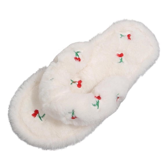 Wensltd Womens Memory Foam Fuzzy Slippers Indoor Flat Home Slippers Open Toe House Shoes