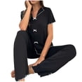 thumbnail image 1 of Wensltd Womens Pajama Sets Short Sleeve Shirt with Long Pajama Pants Soft Sleepwear Leisure Sets, 1 of 7