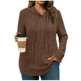 thumbnail image 1 of Wensltd Womens Plus Size Ribbed Hooded Pullover Long Sleeve Sweatshirt with Drawstring Cozy Casual Winter Top, 1 of 7