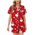 thumbnail image 1 of Wensltd Womens Plus Size Satin Pajamas Set Short Sleeve and Shorts Sleepwear Button Down Loungewear 2 Piece Pjs Set S-XXL, 1 of 5