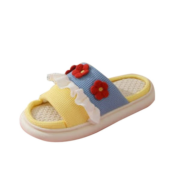 Wensltd Womens Slippers Indoor Outdoor Comfortable Open Toe Summer Fall Flat Linen Beach Slippers