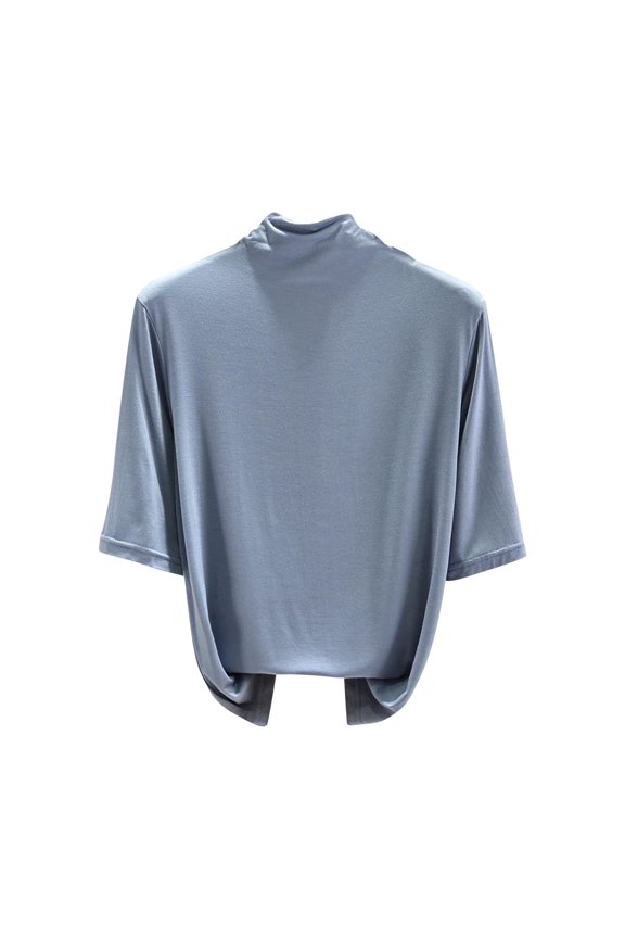 Womens Solid Color 3/4 Sleeve Turtleneck Tops Soft Stretch Casual Spring Fall Layering Basic Tees