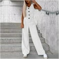 thumbnail image 1 of Wensltd Womens Solid Color V-neck Sleeveless Vest High Waisted Wide Leg Pants Set, 1 of 8
